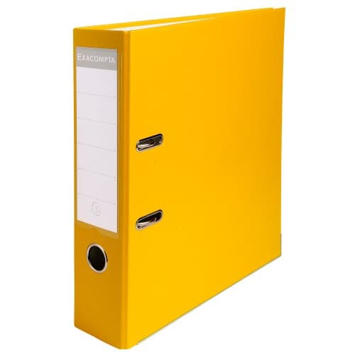 Image of Exacompta - Ref 918404B - PP Lever Arch File - 320 x 290mm in Size, Suitable for Storing A4 Documents, 75mm Spine, Reinforced Finger Pull & Bottom Edge - Yellow