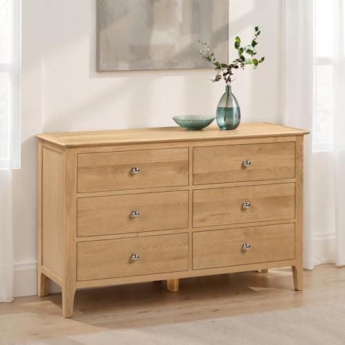 Image of Julian Bowen 6 Drawer Wide Chest, Wood, Oak, One size, COT103