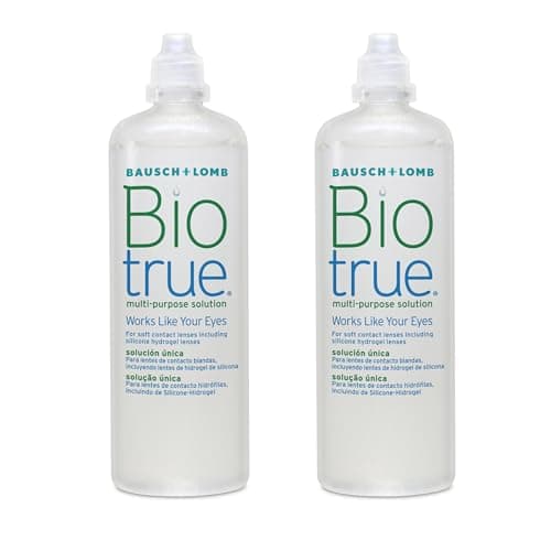 Image of Biotrue Multi-Purpose Contact Lens Solution, 2x 300ml - Cushions & Rehydrates Soft Contact Lenses for Comfortable Wear - Condition, Clean, Remove Protein, Disinfect & Rinse - With Lens Case, Pack of 2