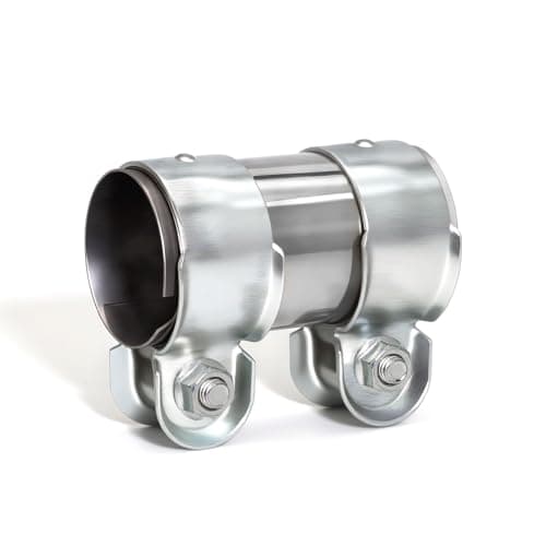 Image of KINETOX Double Bolt Exhaust Clamp 45mm – Stainless Steel Band Clamp Joint Pipe Connector for Car Exhaust System Universal Repair Sleeve Heavy Duty Ø 45mm L:125mm