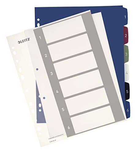 Image of Leitz 1-6 Index, A4, PC Printable, Heavy Duty Plastic, Extra Wide, 12360000