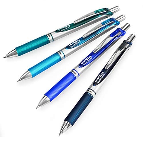 Image of Pentel EnerGel XM BL77 - Retractable Liquid Gel Ink Pen - 0.7mm - 54% Recycled - Blue Tones - Pack of 4