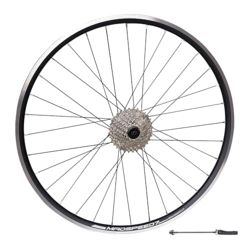 Image of Madspeed7 QR 700c 28" (ETRTO 622x19) Hybrid Bike REAR Wheel + 8 speed Cassette (11-32t) - Rim & Disc Brake Compatible - Sealed Bearings Hub (Very Smooth Hub) - Double Wall - 32x Spokes