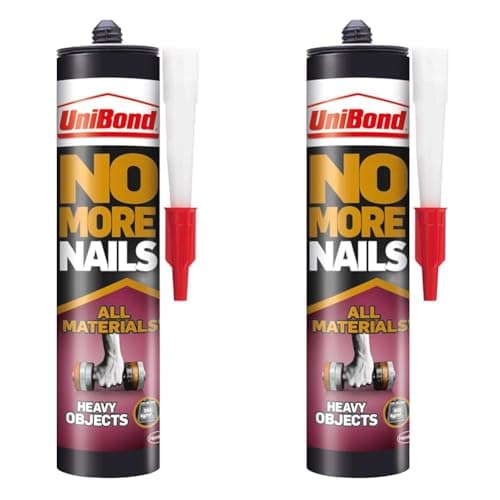Image of UniBond No More Nails All Materials Heavy Objects Construction Grab Adhesive, High Strength Bonding, No Nails Required, White, 440 g Cartridge (Pack of 2)