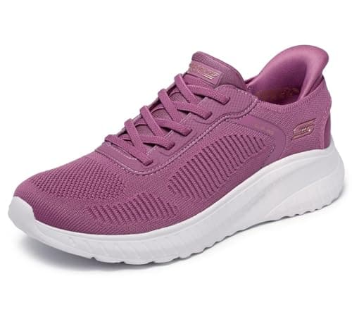 Image of Skechers Women's Bobs Squad Chaos Current Muse Slip-On Trainer, Dark Rose Textile, 4 UK