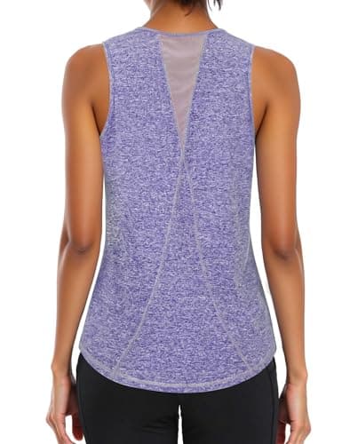 Image of Gyabnw Gym Tops for Women UK Sports Running Vest Ladies Yoga Activewear Summer Sleeveless Workout Purple