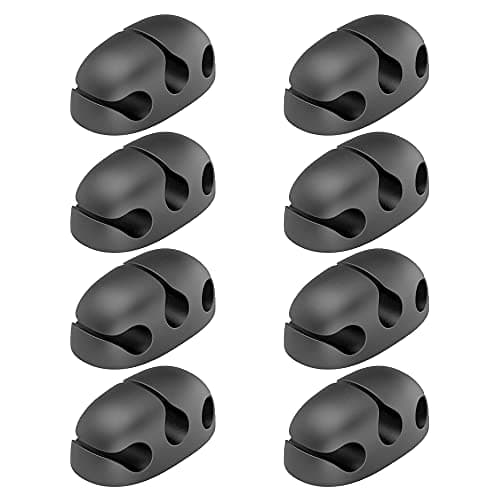 Image of 8 Pcs Cable Management Cable Holder Clips Cable Management Cord Organiser Desk Cable Tidy Clips for Organizing USB Cord Wire Home Office and Car (Black)
