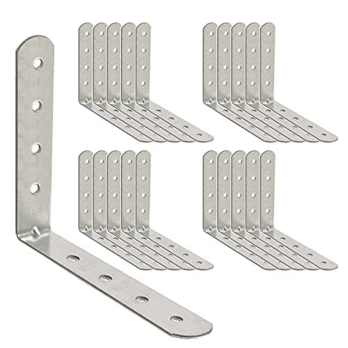 Image of OMIDEAS 20 x Angle Bracket (100 x 100 x 16) 90 Degree L Shape Corner Brace Plate Wood Metal Connecting Fixing Joining Repair Support Galvanised Connector