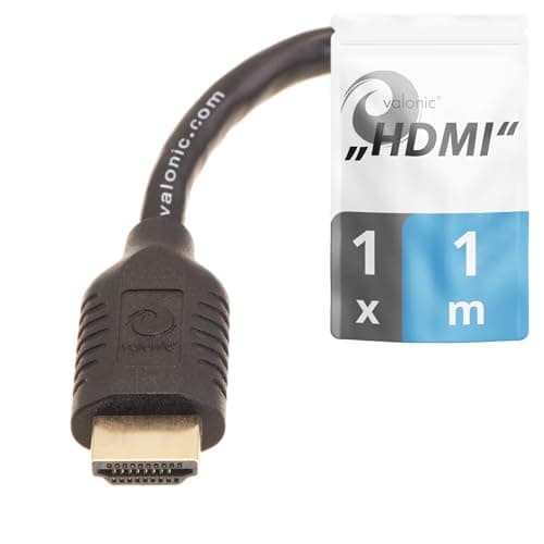 Image of valonic short HDMI cable - 1m, 4k, Full HD, ARC, high speed, ultra HD, ethernet - for TV, PS5, XBOX, 30 AWG, black, 100cm