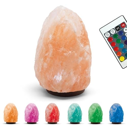 Image of WELL BEING Himalayan Pink Salt Lamp | Colour Changing LED RGB Desk Light with Remote Control