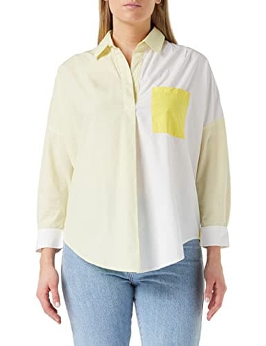 Image of French Connection Women's Rhodes Poplin Colour Block Shirt, Primrose Yellow, XS
