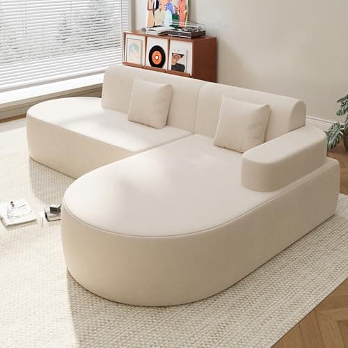 Image of AVAWING 93'' L-shaped Boneless Corner Sofa, Sectional Modular Sofa with Memory Foam Seating&Wide Armrest Design, Cloud Couches for Living Room, Bedroom (Beige, Right Hand Facing)