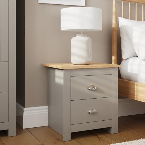 Image of GFW Lancaster Wooden Shelf Contrast Top, Bedside Table