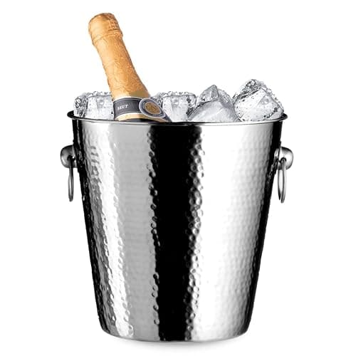 Image of Premier Housewares Stainless Steel Hammered Effect Champagne Bucket, 20 x 22 x 22 cm, Silver