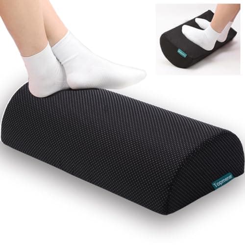 Image of Topmener Ergonomic Foot Rest Cushion Foot Stool Under Desk with Massage Dots, Footrest Office with Washable Cover & Portable Handle, for Home Working& Office & Travel, Relieve Leg, Knee and Back