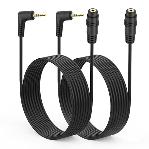 Image of MEIRIYFA 2.5mm TRRS Stereo Audio Extension Cable, 2Pack 90 Degree 2.5mm TRRS Male to Female Stereo Audio Plug Adapter Cable for Smartphone, Headphone, MP3 Player, Recorder, Camera (1.8M, 2.5 TRRS)