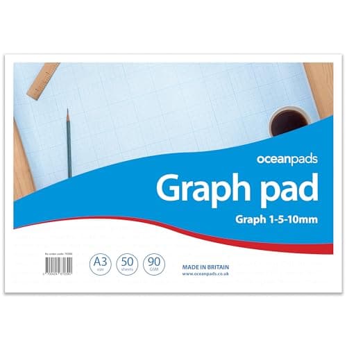 Image of A3 Graph Pad x 50 Sheets of Smooth White 90gsm Paper with 1-5-10mm Graph. Ideal for Technical Drawing, Plotting Graphs, Drafting Designs (Ref. 70390)
