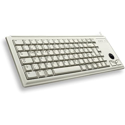Image of CHERRY G84-4400, Compact Keyboard with Trackball, EU-Layout (QWERTY), Wired (USB-Connection), 2 Mouse Keys, Mechanical ML Switches, Grey