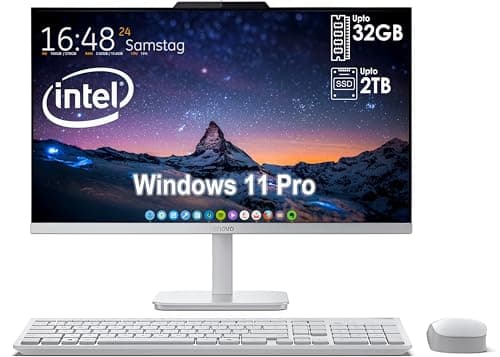 Image of Lenovo All-in-One Desktop with Intel 4-Core Processor| 24 inch Full HD Display| 16GB DDR4 RAM, 1TB PCIe SSD| WiFi 6| Bluetooth| USB, Ethernet Ports| Windows 11 Pro| HDMI Out for External Display