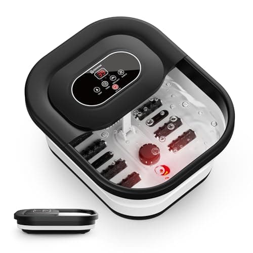 Image of COMFIER Foot Spa Massager with Heat, Foot Bath with Heater, Bubbles, Vibration, Temperature Control, Pedicure Pumice Stone, Smart Timer, Black, Gifts for Women Men