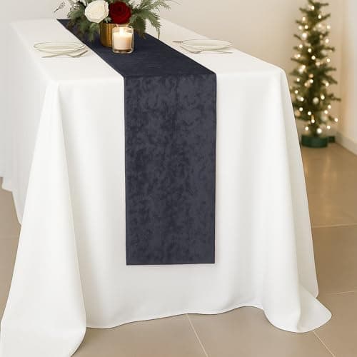 Image of Personalize Pro - Crushed Velvet Party Long Table Runner Black - For Spring Party, Banquet, Wedding, Reception, Home Dinning Space Christmas Decoration (33 x 274 cm) - Pack of 1
