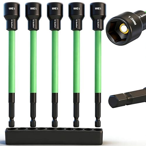 Image of 13mm Magnetic Nut Driver Set for Impact Drill, 5pcs 150mm Long Nut Drivers 6 INCH(150mm), Long Shank Nut Driver Bits, 1/4" Hex Shank, 13mm Socket Kit