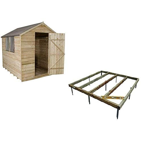 Image of Forest Apex Overlap Pressure Treated 8x6 Wooden Garden Shed Storage With Base