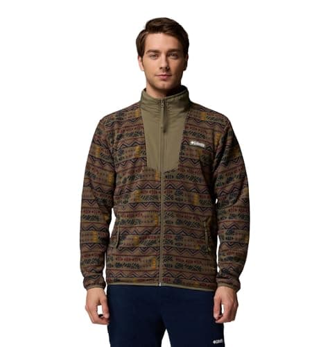 Image of Columbia Men's Sequoia Grove Printed Full Zip, Full Zip Fleece Jacket, Stone Green Horizons, X-Large