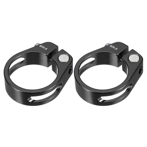 Image of PATIKIL 34.9mm Cycles Bike Seat Post Clamp, 2 Pcs Aluminum Alloy Seat Tube Clip Bike Quick Release Clamp for Mountain Bike Road Bike Gear Track Bike Folding Bike Black