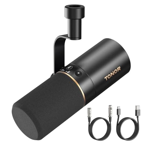 Image of TONOR Dynamic Podcast Microphone, XLR/USB Mic for Recording, Streaming, XLR Cardioid Studio Mic with Quick Mute, 3.5mm Headphone Jack, Volume Control Microfono, 200 cm Cable, TD510