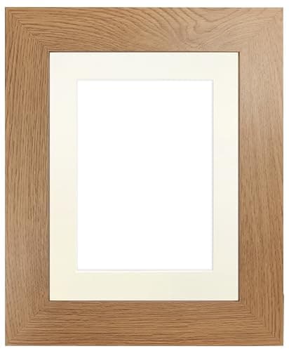 Image of FRAMES BY POST Metro Oak Photo Picture Poster Frame with Ivory Mount Plastic Glass 30" x 24" For Pic Size 24" x 20"