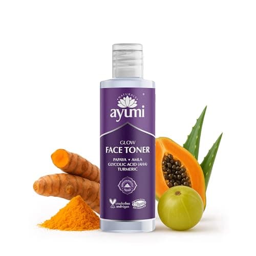 Image of Ayumi Turmeric Face Toner for Glowing Skin | 100% Natural Toner for Face with Papaya & Amla | Gentle Face Exfoliator & Pore Minimizer for Sensitive & Dry Skin | HydratingToner for Skincare | 150ml