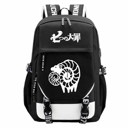 Image of Anime The Seven Deadly Sins Character Tattoo Pattern Print Nylon Backpack School Bag for Manga Fans Cosplay Gift
