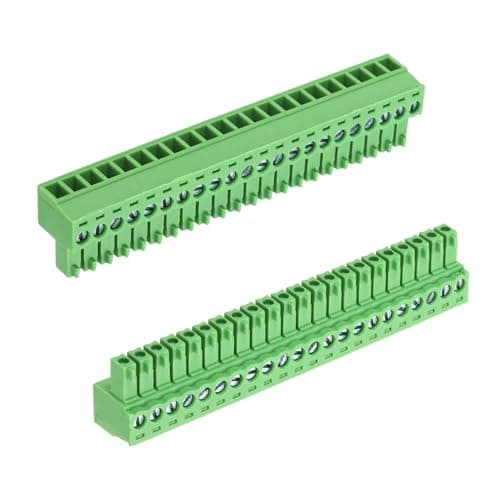 Image of sourcing map 2Pcs PCB Terminal Block, 300V 8A Male 22 Pin 3.5mm Pitch PCB Screw Mount Terminal Block Connector for Industrial Use, Electronic Projects, Green