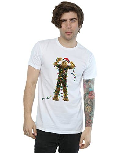 Image of Star Wars Men's Chewbacca Christmas Lights T-Shirt X-Large White