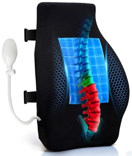 Image of Adjustable Airbag Lumbar Support Cushion with Cooling Gel, Ergonomic Design for Upper Lower Back Pain Relief, Posture Improvement, Memory Foam Back Support Pillow for Office Chair, Recliner, Car Seat