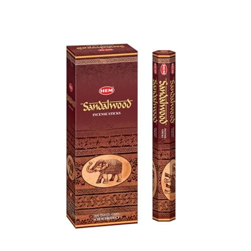 Image of HEM Sandalwood Incense Sticks (120 Sticks, 6 Boxes Inside) | Aromatherapy Incense for Home, Induce Relaxing Sleep, Spiritual Strength, and Strengthen Meditation Practices | Natural Indian Fragrance.