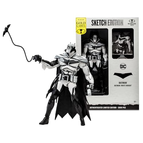 Image of McFarlane Toys DC Multiverse 7" - Batman (Batman: White Knight) Line Art Action Figure - Incredibly Detailed 7” Scale Figure - Designed with Ultra Articulation - Includes Multiple Accessories