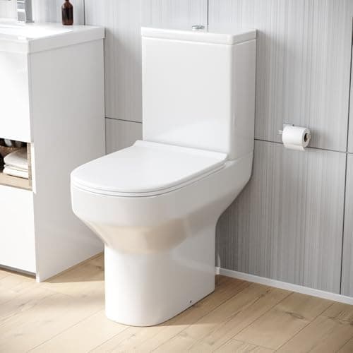 Image of Nes Home Modern Comfort Height Close Coupled Toilet Cistern & Soft Close Seat