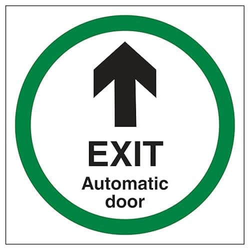 Image of V Safety Exit - Automatic Door 150 x 150 mm - Self Adhesive Vinyl - Aluminium Effect Safety Sign