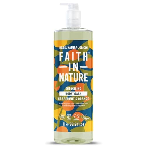 Image of Faith In Nature 1L Natural Grapefruit & Orange Body Wash, Invigorating, Vegan and Cruelty Free, No SLS or Parabens