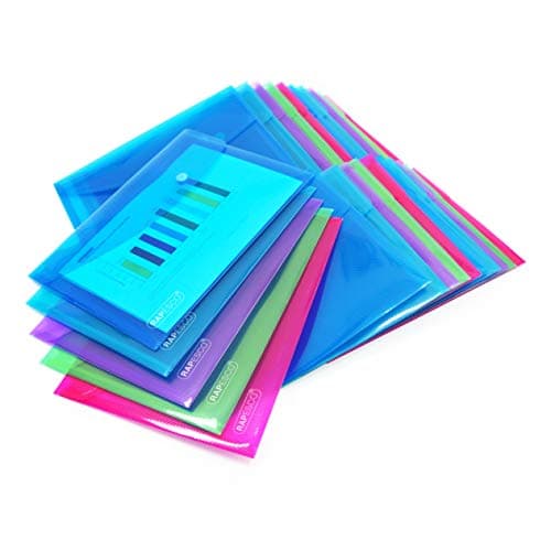 Image of Rapesco 1498 ECO Recycled Popper Wallets, A5, Assorted Bright Transparent Colours, Pack of 25