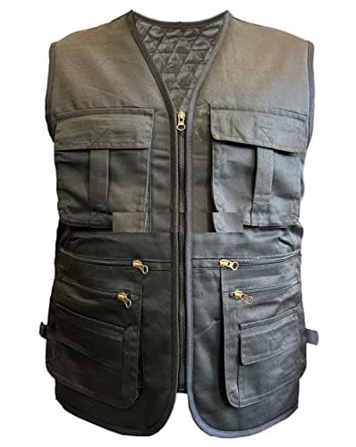 Image of look now Mens Quilted Waistcoat Thermal LINED Thick Multi Pockets Fishing Hunting (as8, alpha, m, regular, regular, 681 - Black, Medium)