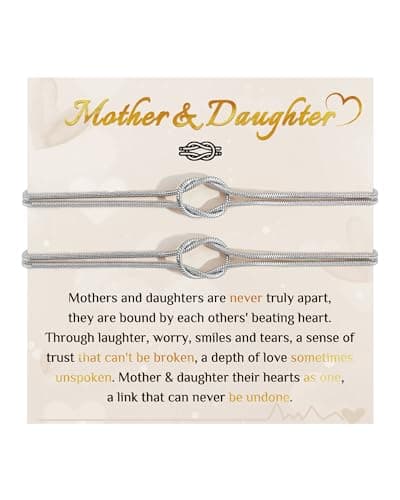 Image of CheersLife 2Pcs Mother Daughter Bracelets Mother Daughter Gifts for Mum Mommy and Me Bracelet Matching Knot Infinity Bracelet for Women Girls Wish Jewellery Mothers Day Birthday Christmas Gifts Silver