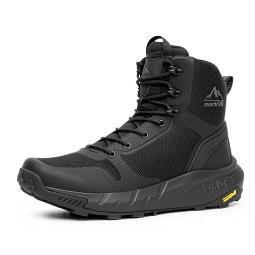 Image of NORTIV 8 Men's Mid Military Tactical Boot Comfortable Lightweight Boots for Work All Day Side Zipper Motorcycle Combat Boots,Size 13,Dark Black,NMUMMT2504