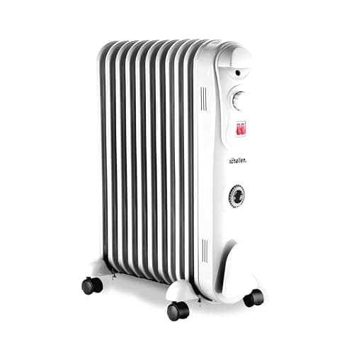 Image of Schallen Portable Electric Slim Oil Filled Radiator Heater with Adjustable Temperature Thermostat, 3 Heat Settings & Safety Cut Off (2500W | 11 Fin)