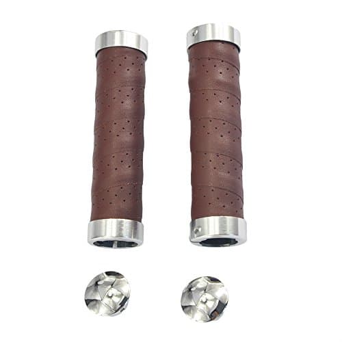 Image of UPANBIKE Bike Grips Leather Double Lock On Fit 22.2mm Handlebar Grips for Mountain Bike Road Bicycle (One Pair)