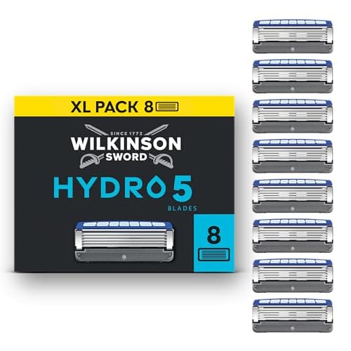 Image of Wilkinson Sword Hydro 5 Razors Blade for Men, Men's Shaver Refill Pack, Skin Hydration, Carbon Coated Blades, 8 Razor Refills