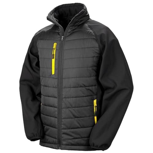 Image of Result Black Compass Softshell Jacket, Black/Yellow, X-Large. R237X