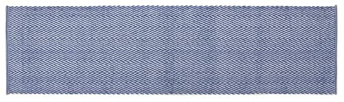 Image of About Home HERRINGBONE Design Cotton Runner Rug (60x220 cm) (BLUE) - Runner Rug Indoor Rug for Hallway, Kitchen Living Room, Bedroom - Machine Washable Hand Woven 100% Cotton Floor Carpet